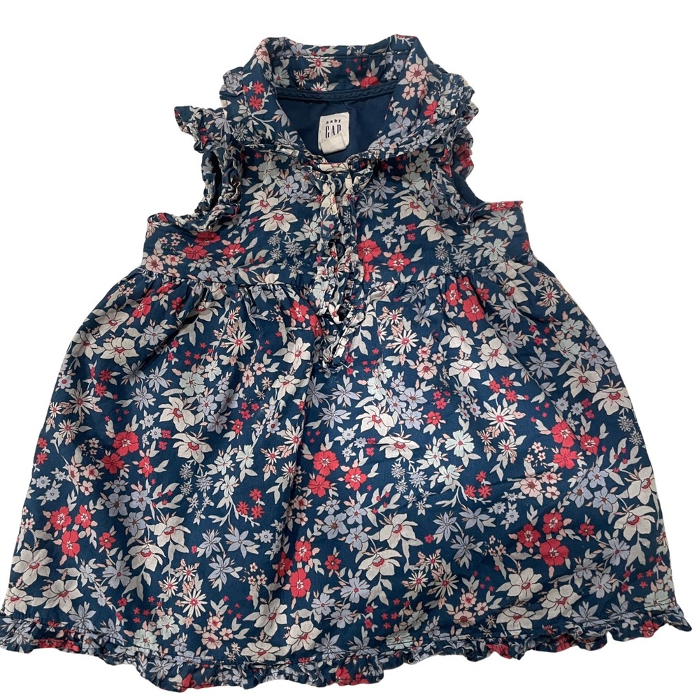 GAP Navy Floral Ruffle Dress with Blooms